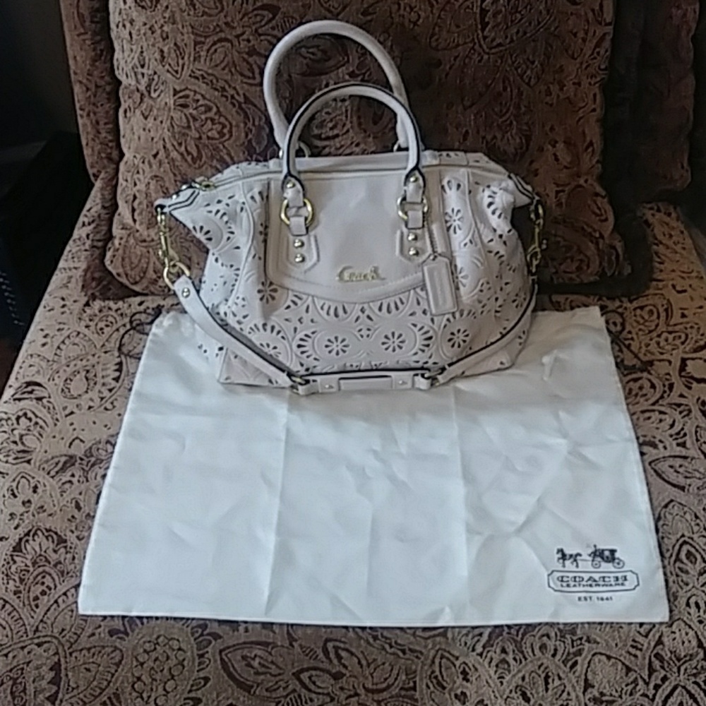 Coach Ashley laser cut creamy white